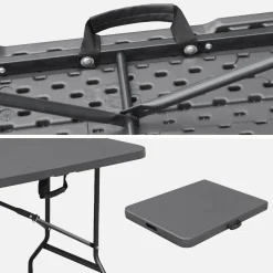 Conjunto de jardim com mesa dobrável para eventos em plástico com 2 bancos