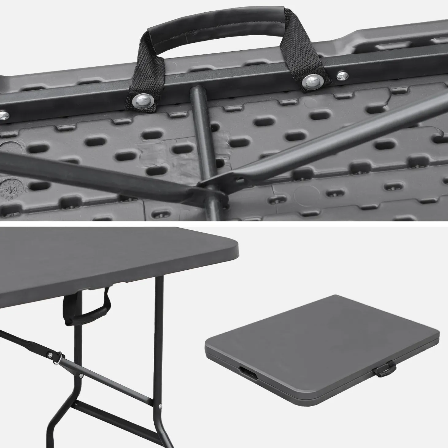 Conjunto de jardim com mesa dobrável para eventos em plástico com 2 bancos