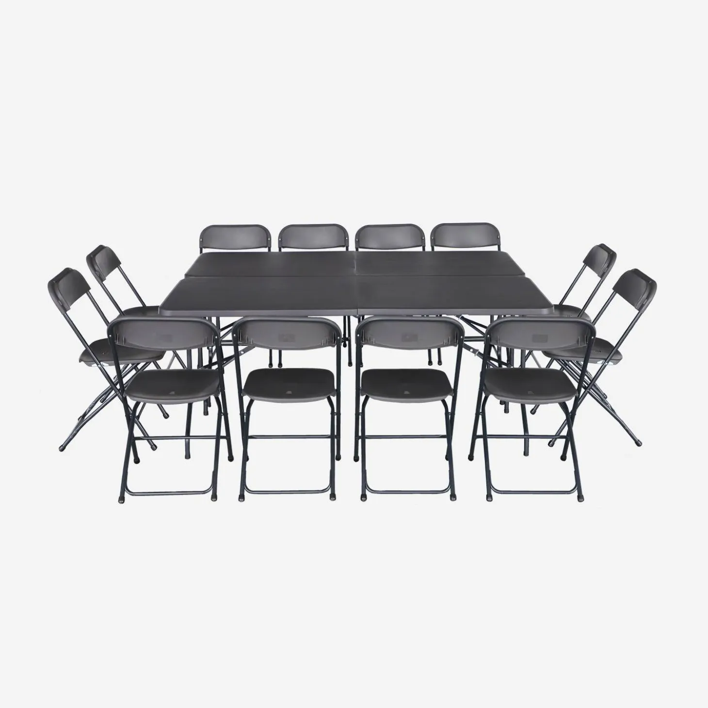 Conjunto de jardim com mesa dobrável para eventos em plástico com 12 cadeiras, conjunto de 2