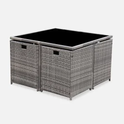 Conjunto de jardim com mesa em tecido de resina com 8 cadeirões