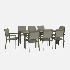 Conjunto de jardim com mesa em alumínio com 8 cadeiras