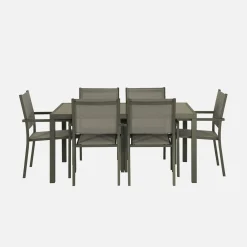 Conjunto de jardim com mesa em alumínio com 6 cadeiras
