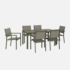 Conjunto de jardim com mesa em alumínio com 6 cadeiras