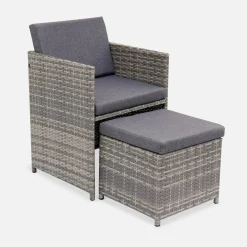 Conjunto de jardim com mesa em tecido de resina com 10 cadeirões