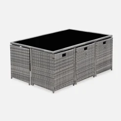 Conjunto de jardim com mesa em tecido de resina com 10 cadeirões