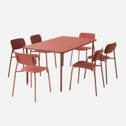 Conjunto de jardim com mesa em metal com 6 cadeiras