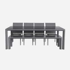 Conjunto de jardim com mesa em alumínio com 4 cadeiras e 1 banco
