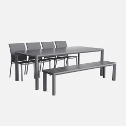 Conjunto de jardim com mesa em alumínio com 4 cadeiras e 1 banco