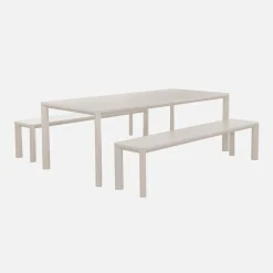 Conjunto de jardim com mesa em alumínio com 2 bancos, 8 lugares