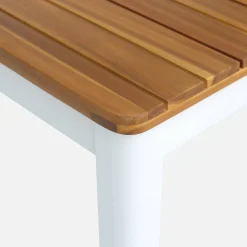 Conjunto de jardim com mesa em madeira de acácia com cantos arredondados com 10 cadeiras