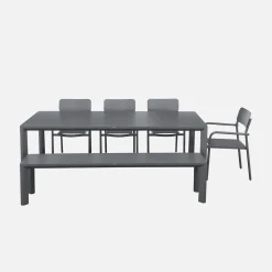 Conjunto de jardim com mesa em alumínio com 1 banco e 4 cadeiras