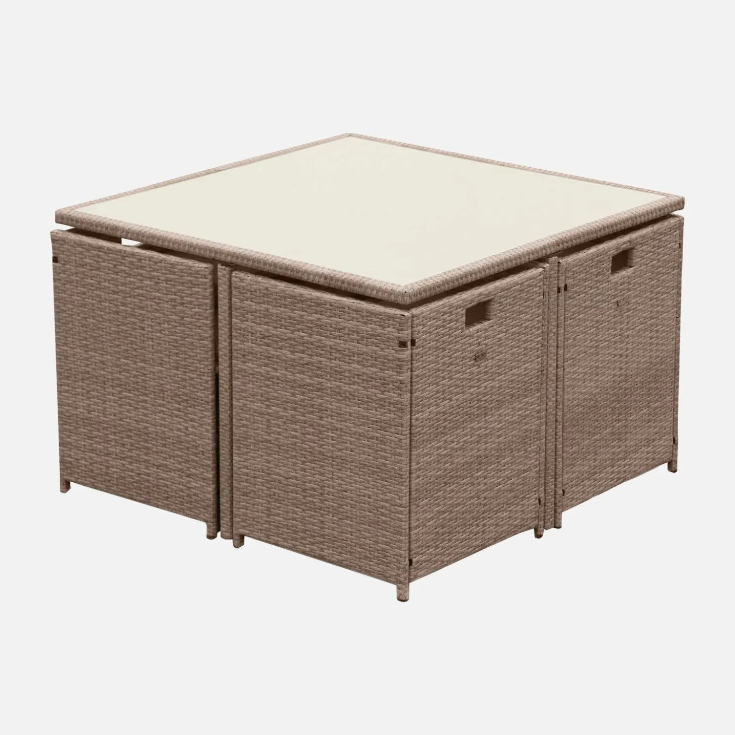 Conjunto de jardim com mesa em tecido de resina com 8 cadeirões + capa de proteção