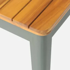 Conjunto de jardim com mesa em madeira de acácia com cantos arredondados com 10 cadeiras