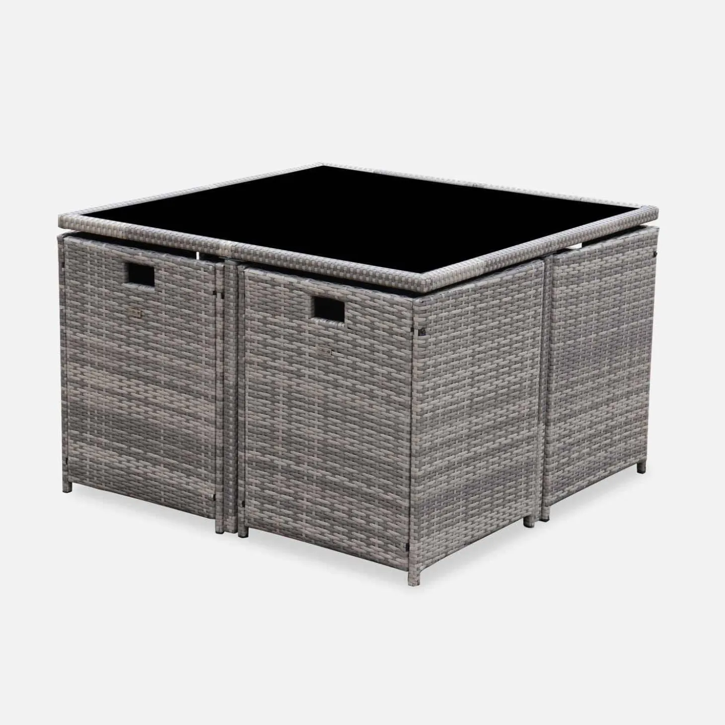 Conjunto de jardim com mesa em tecido de resina com 8 cadeirões + capa de proteção