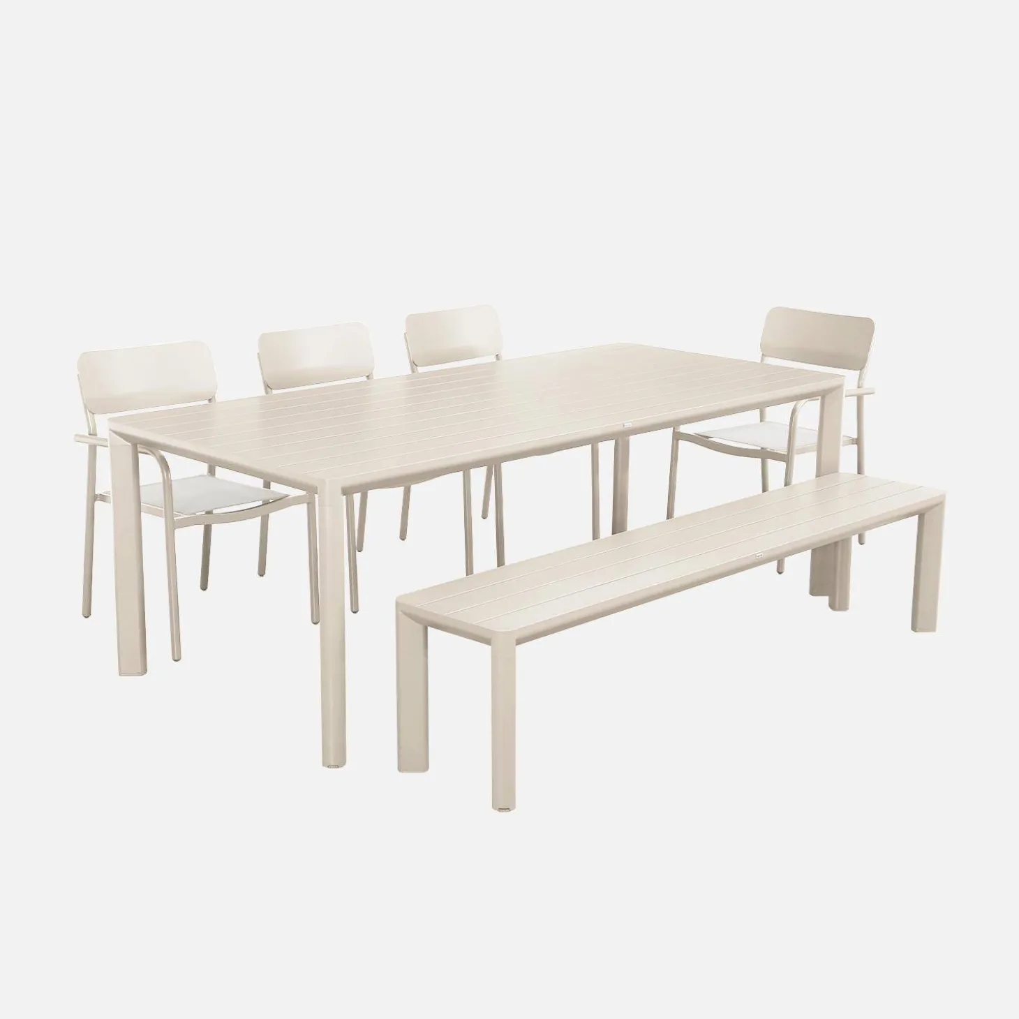 Conjunto de jardim com mesa em alumínio com 1 banco e 4 cadeiras