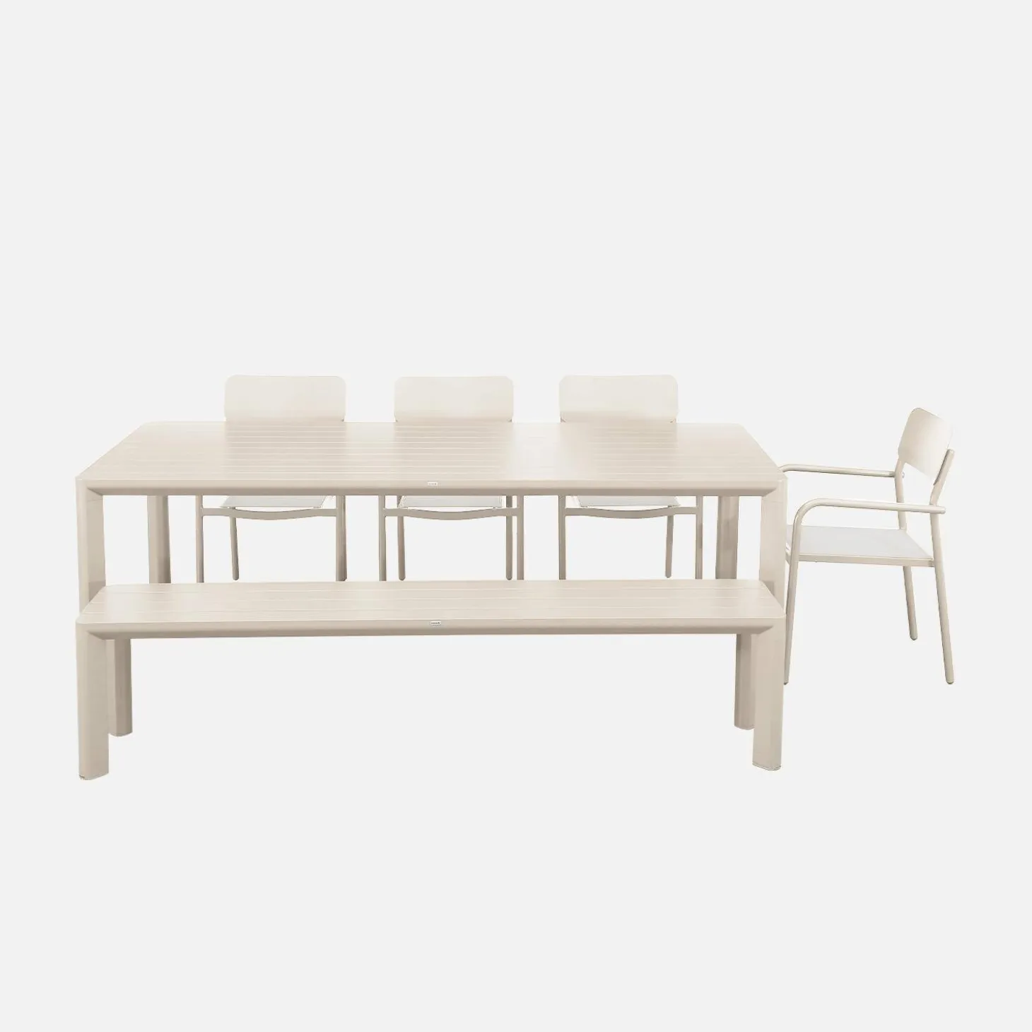 Conjunto de jardim com mesa em alumínio com 1 banco e 4 cadeiras