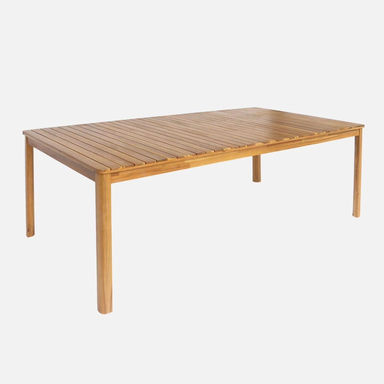 Conjunto de jardim com mesa em madeira de acácia com cantos arredondados com 10 cadeiras