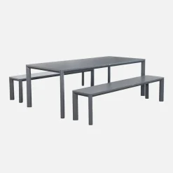 Conjunto de jardim com mesa em alumínio com 2 bancos, 8 lugares