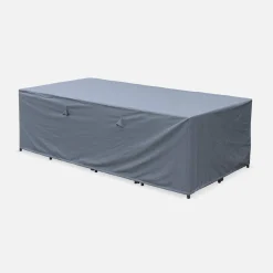 Conjunto de jardim com mesa em tecido de resina com 12 cadeirões + capa de proteção