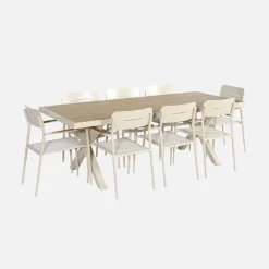Conjunto de jardim com mesa em alumínio com 8 cadeiras