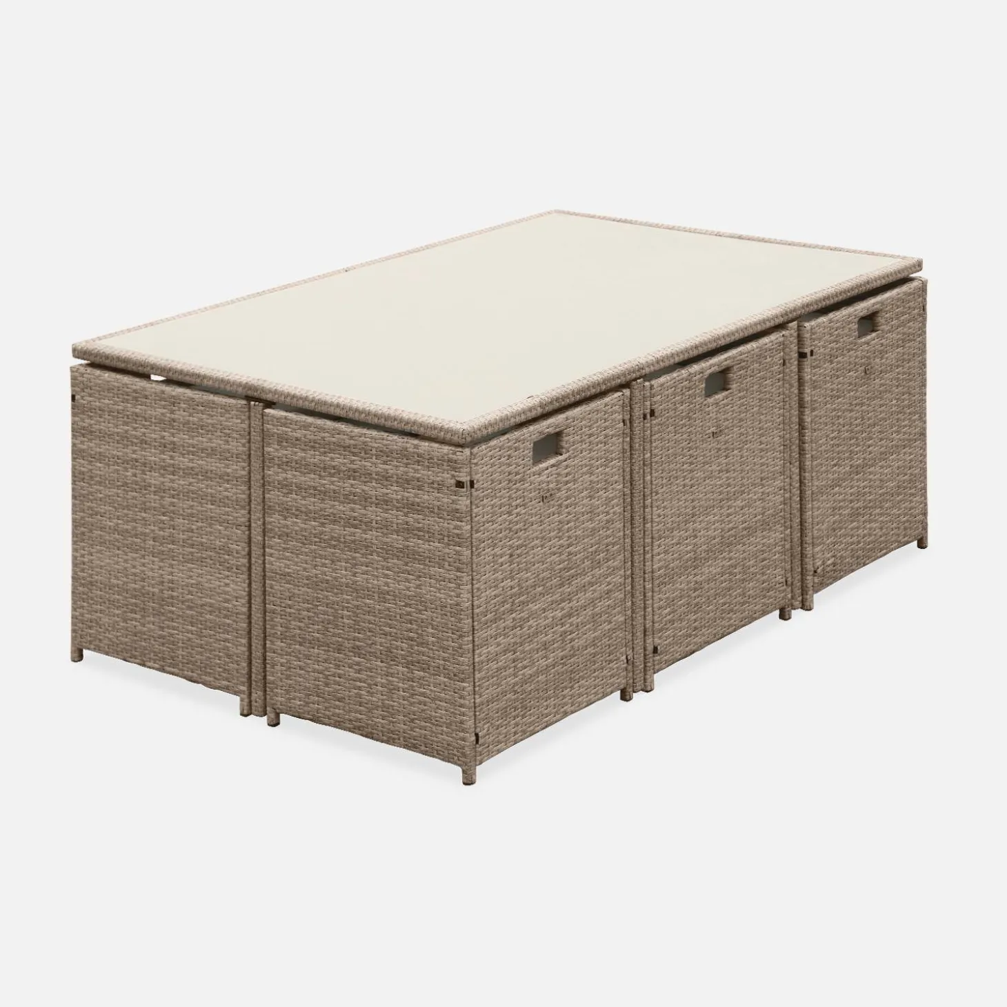 Conjunto de jardim com mesa em tecido de resina com 10 cadeirões