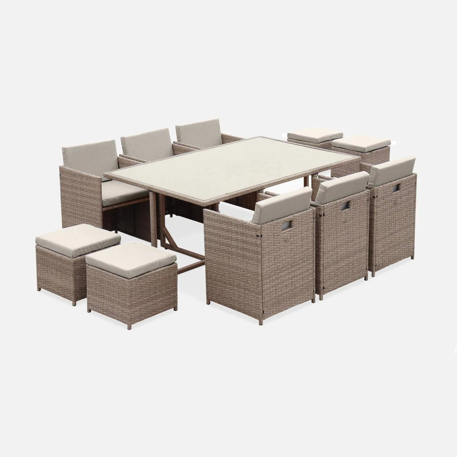 Conjunto de jardim com mesa em tecido de resina com 10 cadeirões