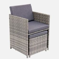 Conjunto de jardim com mesa em tecido de resina com 12 cadeirões