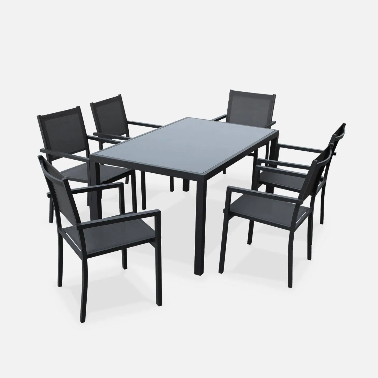 Conjunto de jardim com mesa em alumínio com 6 cadeiras