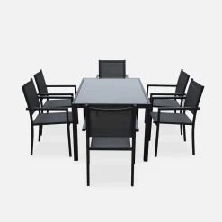 Conjunto de jardim com mesa em alumínio com 6 cadeiras