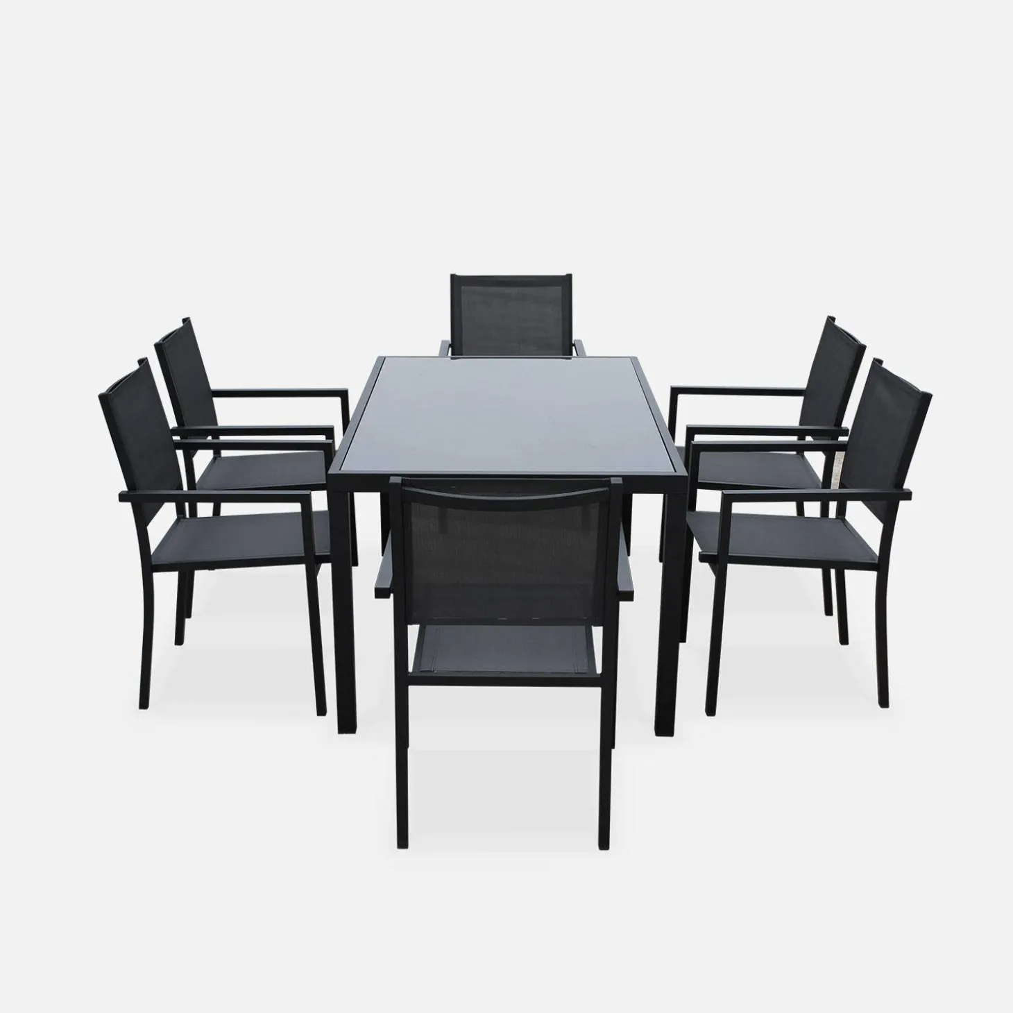 Conjunto de jardim com mesa em alumínio com 6 cadeiras