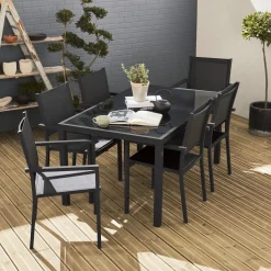 Conjunto de jardim com mesa em alumínio com 6 cadeiras