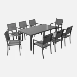 Conjunto de jardim com mesa em alumínio com 8 cadeiras