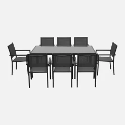Conjunto de jardim com mesa em alumínio com 8 cadeiras