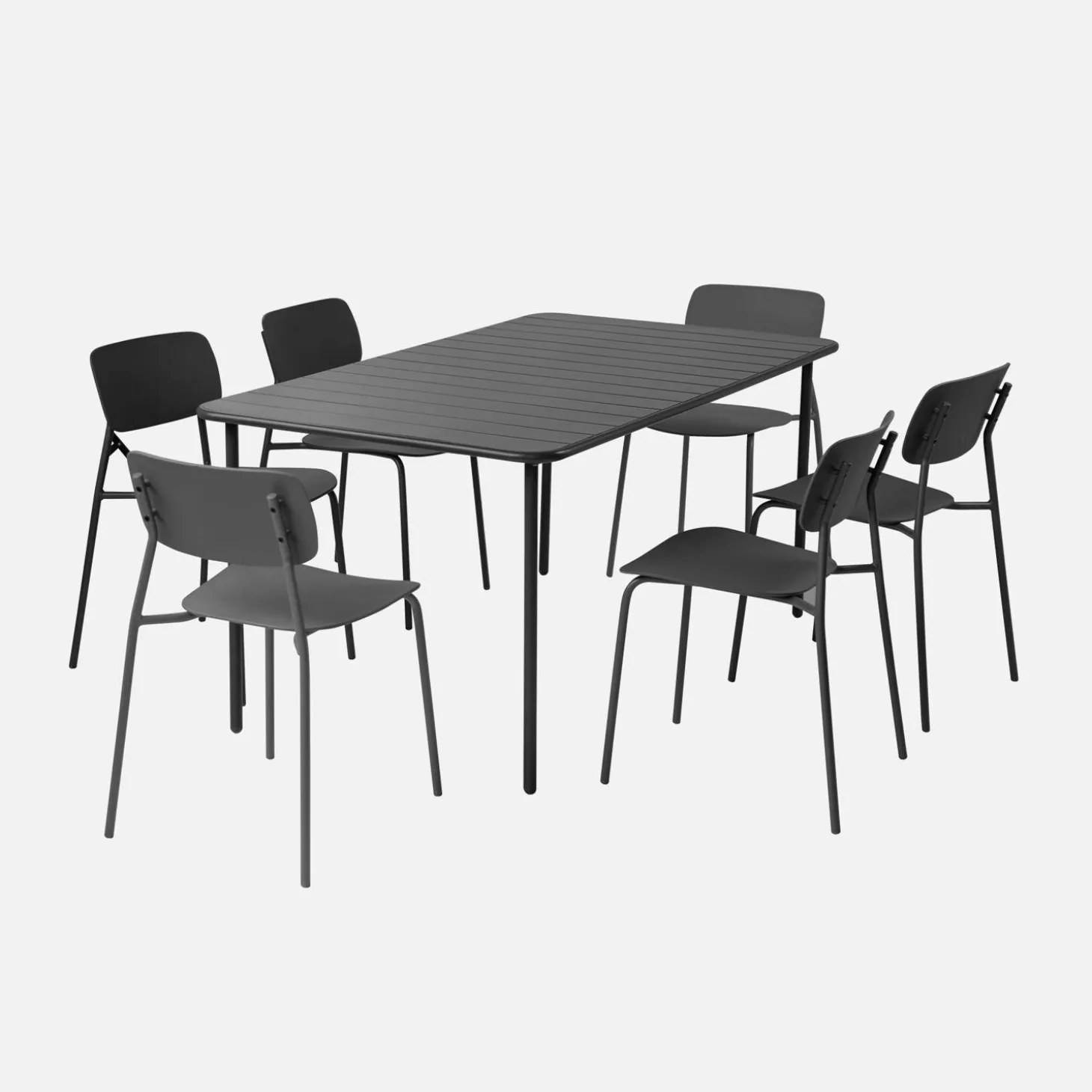 Conjunto de jardim com mesa em metal com 6 cadeiras