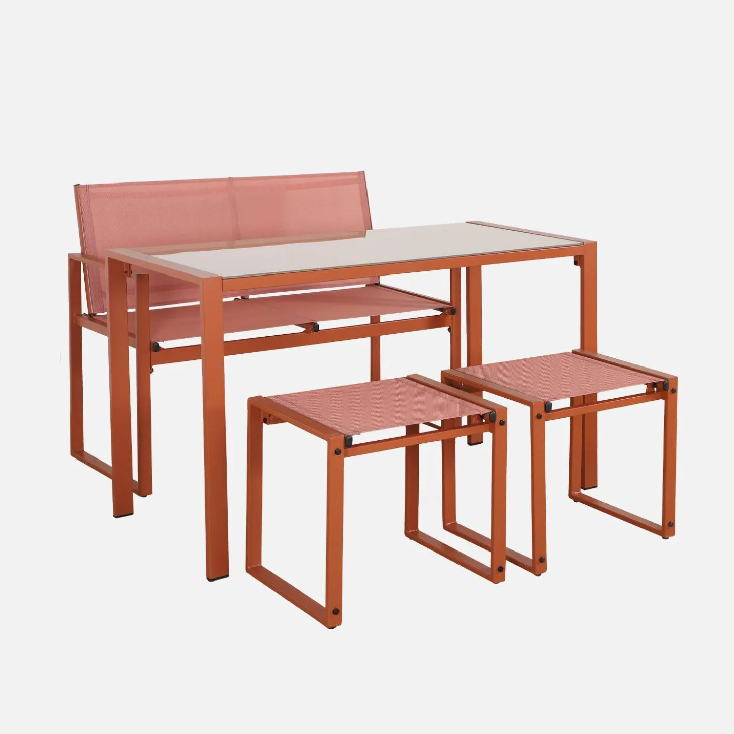 Conjunto de jardim com mesa em aço e textilene com 4 cadeiras