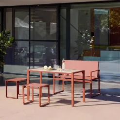 Conjunto de jardim com mesa em aço e textilene com 4 cadeiras