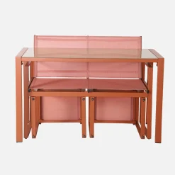 Conjunto de jardim com mesa em aço e textilene com 4 cadeiras