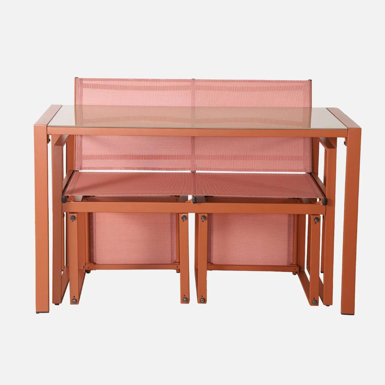 Conjunto de jardim com mesa em aço e textilene com 4 cadeiras