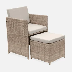 Conjunto de jardim com mesa em tecido de resina com 8 cadeirões