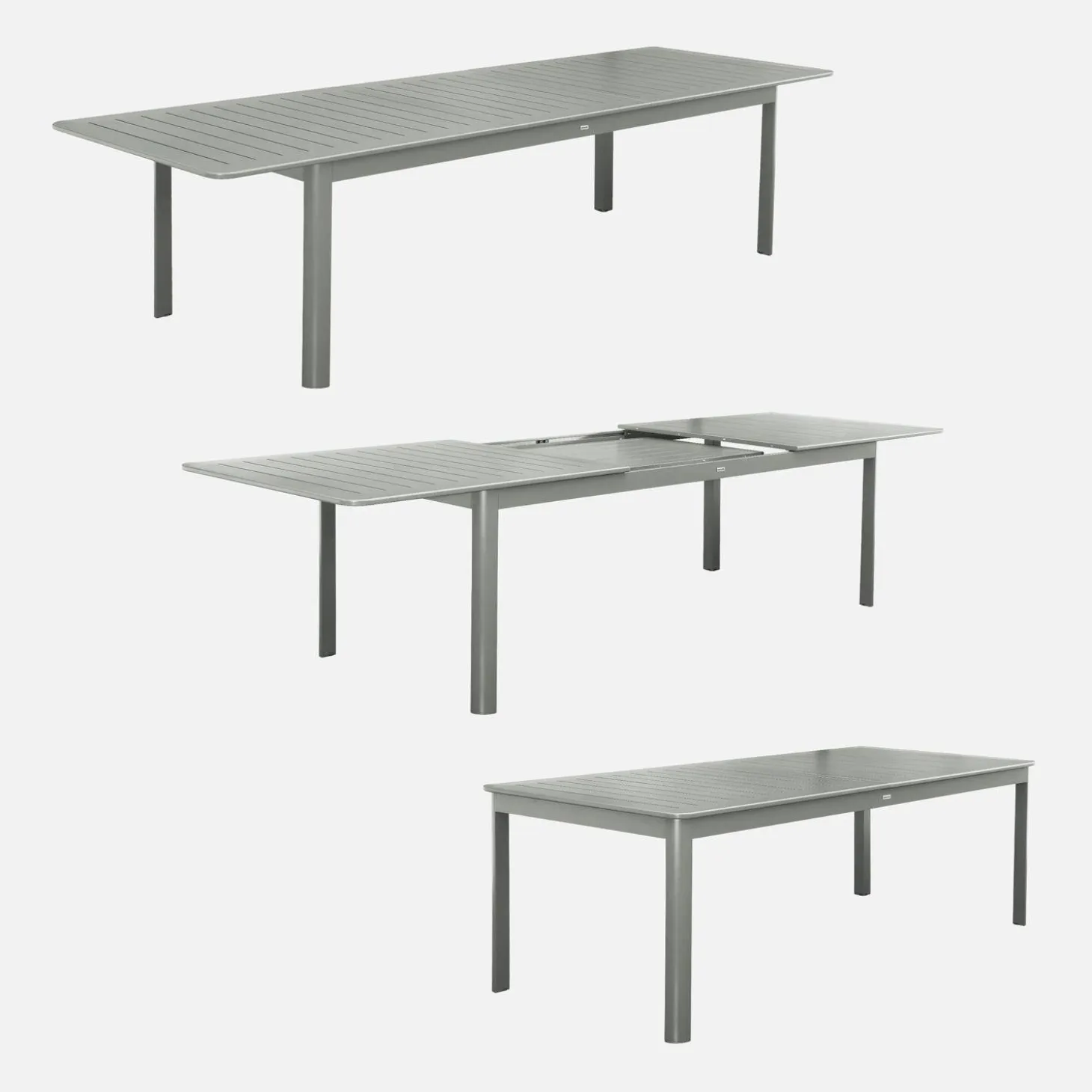 Conjunto de jardim com mesa extensível de alumínio com 8 cadeiras e 2 poltronas