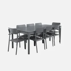 Conjunto de jardim com mesa extensível em alumínio com 8 cadeiras