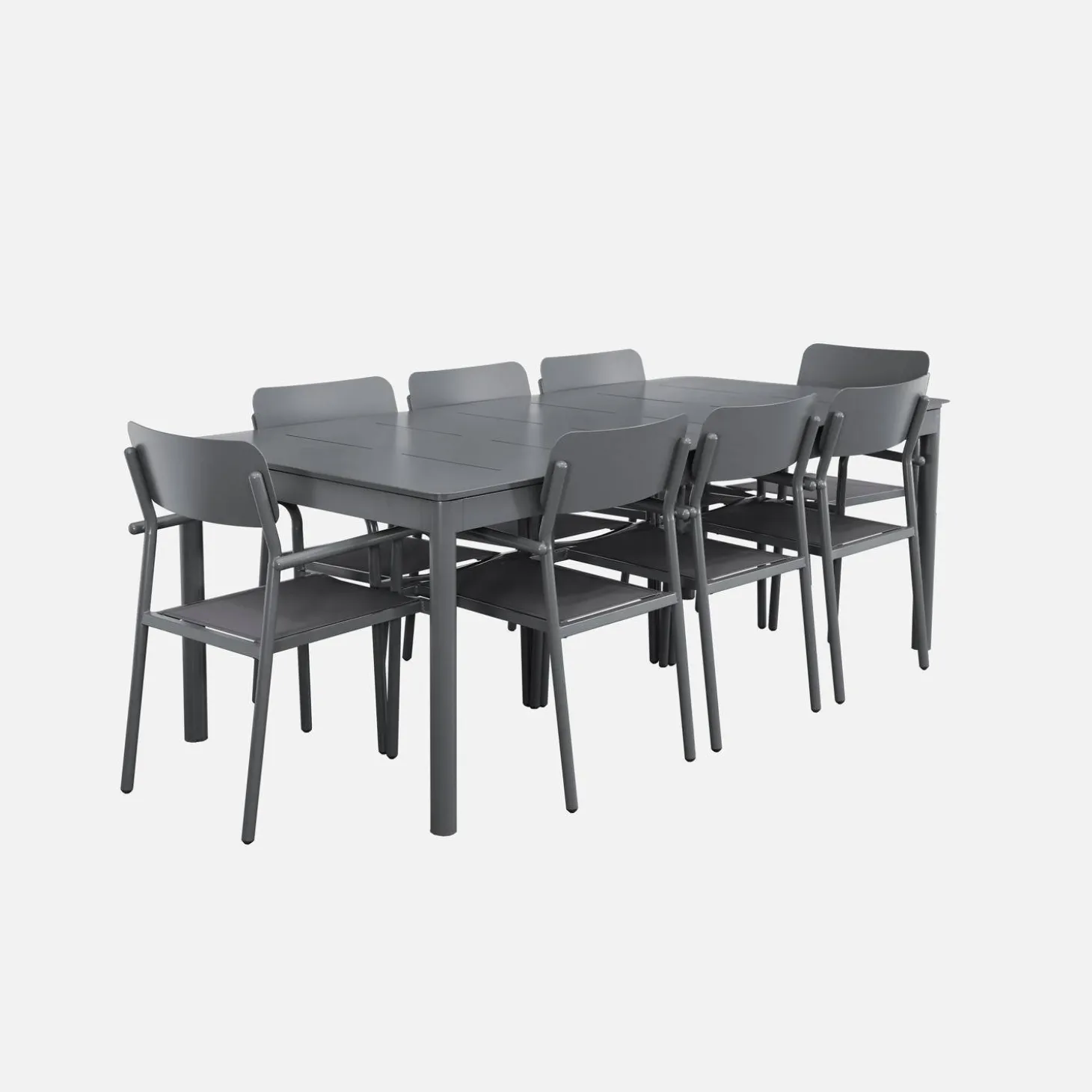 Conjunto de jardim com mesa extensível em alumínio com 8 cadeiras