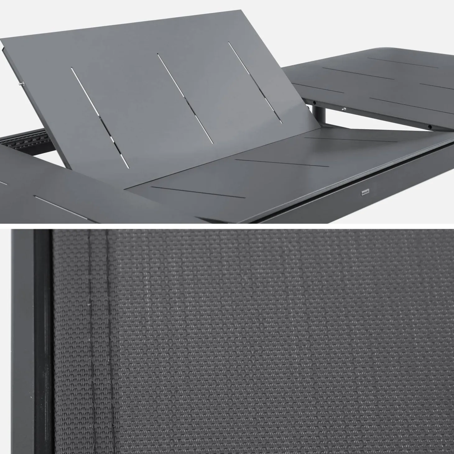 Conjunto de jardim com mesa extensível em alumínio com 8 cadeiras