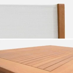 Conjunto de jardim com mesa extensível em madeira de eucalipto com 6 cadeiras
