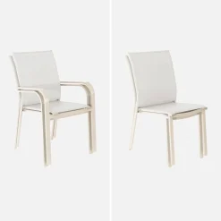 Conjunto de jardim com mesa extensível de alumínio com 6 cadeiras e 2 poltronas