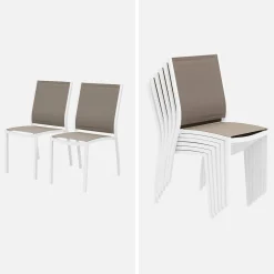 Conjunto de jardim com mesa extensível em alumínio com 6 cadeiras