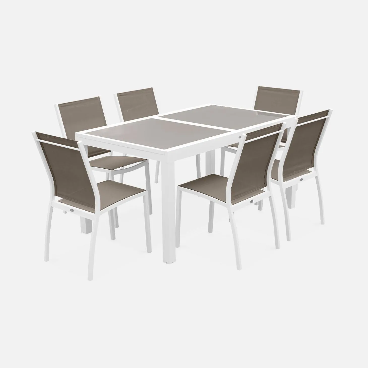 Conjunto de jardim com mesa extensível em alumínio com 6 cadeiras