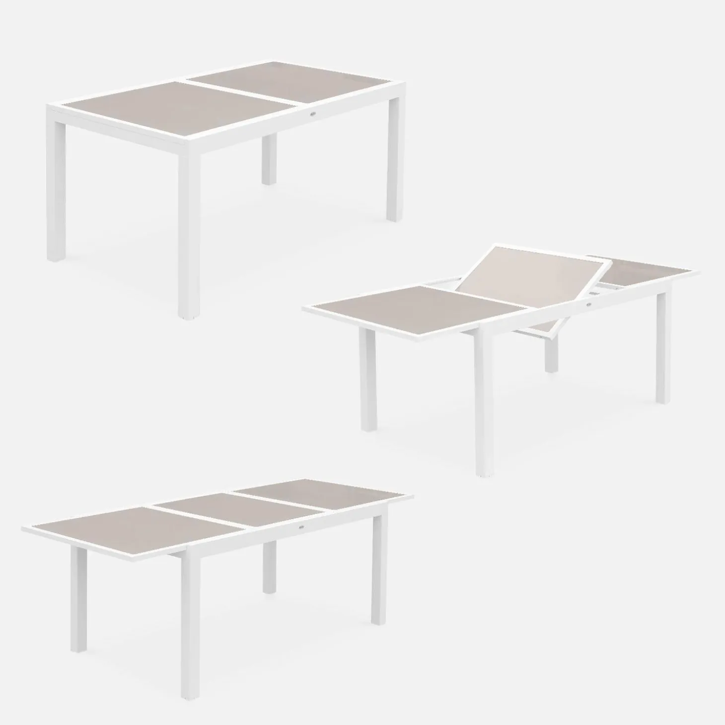 Conjunto de jardim com mesa extensível em alumínio com 6 cadeiras