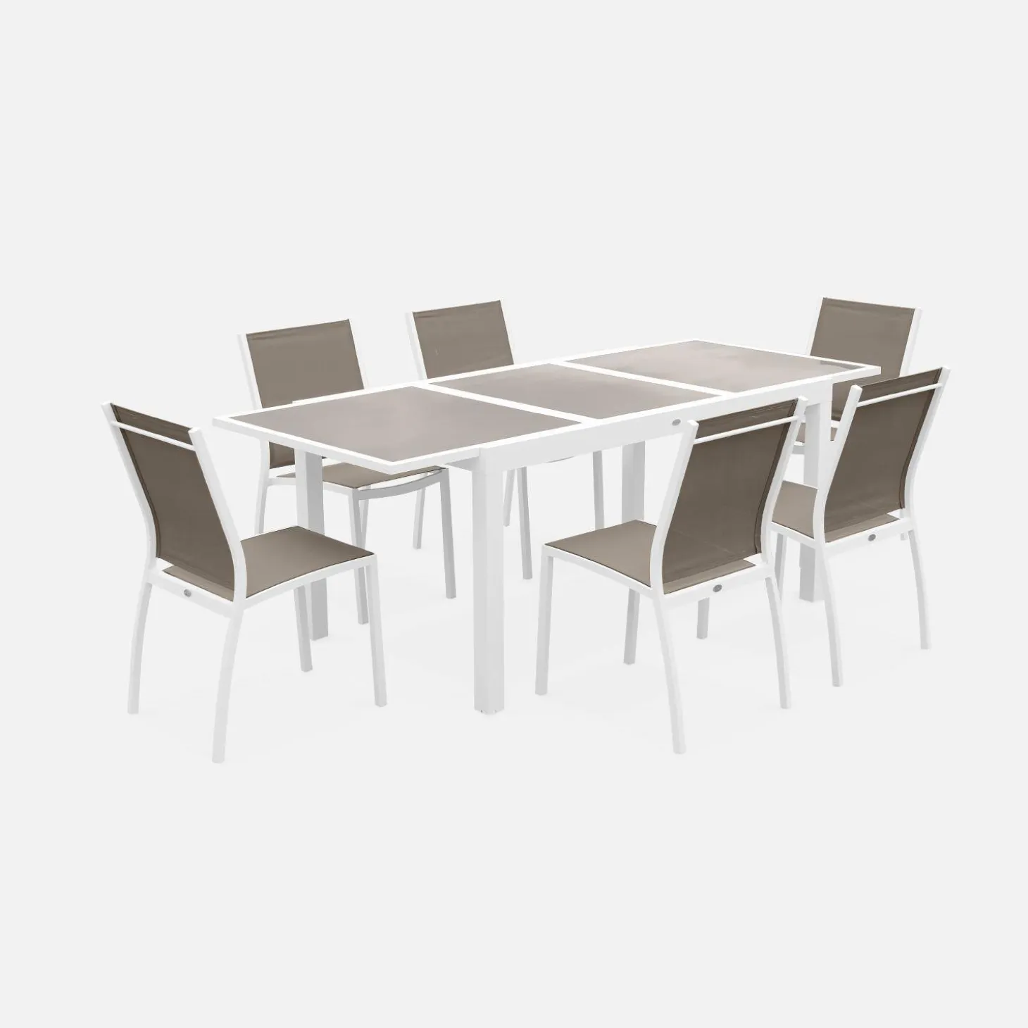 Conjunto de jardim com mesa extensível em alumínio com 6 cadeiras