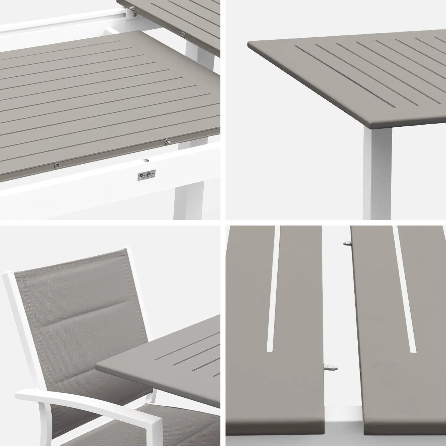 Conjunto de jardim com mesa extensível em alumínio com 6 cadeiras